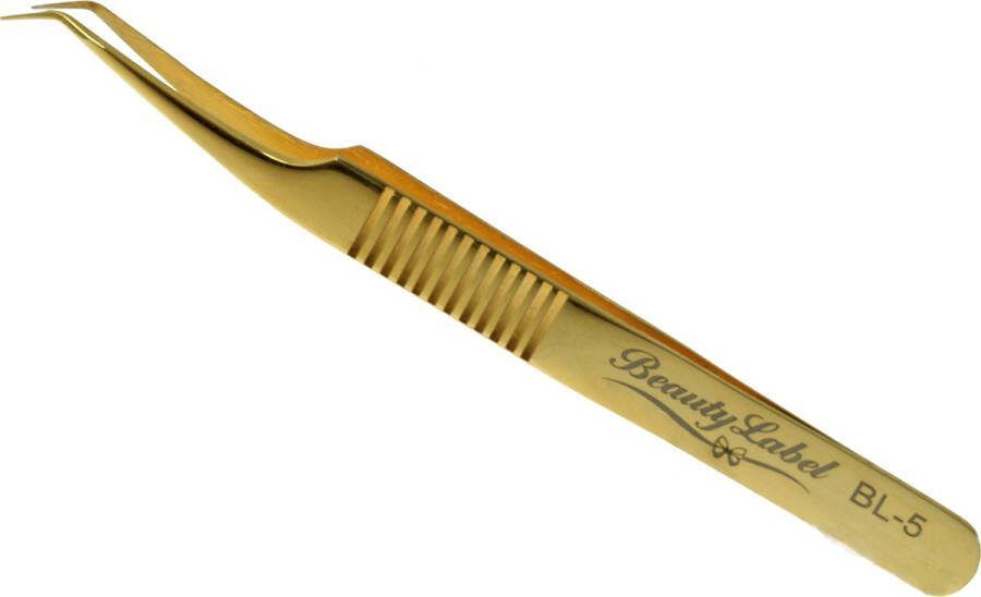 Beauty Label Pincet- Curved Tweezer -BL-5 Goud