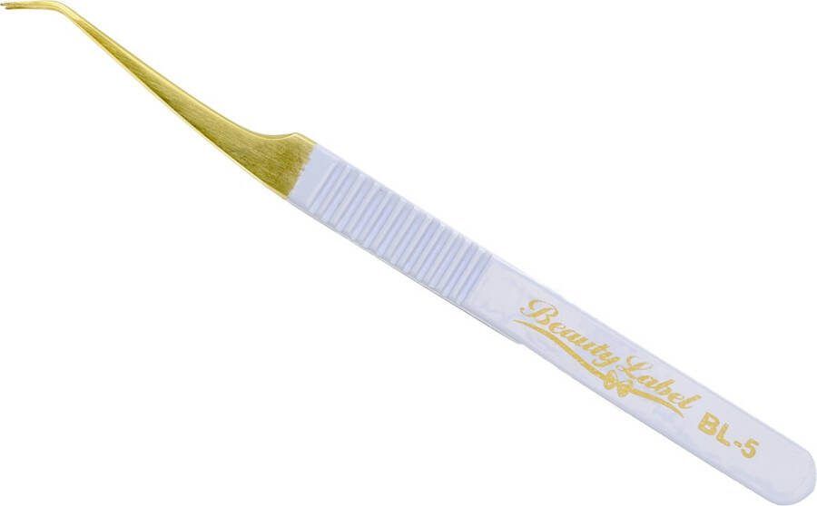 Beauty Label Pincet- Curved Tweezer -BL-5 Wit Goud