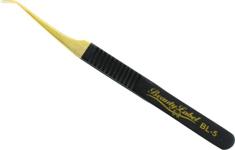 Beauty Label Pincet- Curved Tweezer -BL-5 Zwart Goud