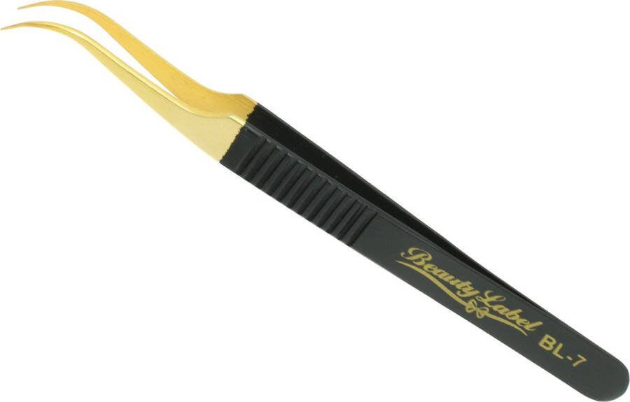 Beauty Label Pincet Curved Tweezer BL-7 Zwart Goud