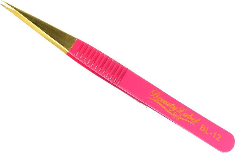 Beauty Label Pincet Lash Tweezer BL-12 Roze Goud
