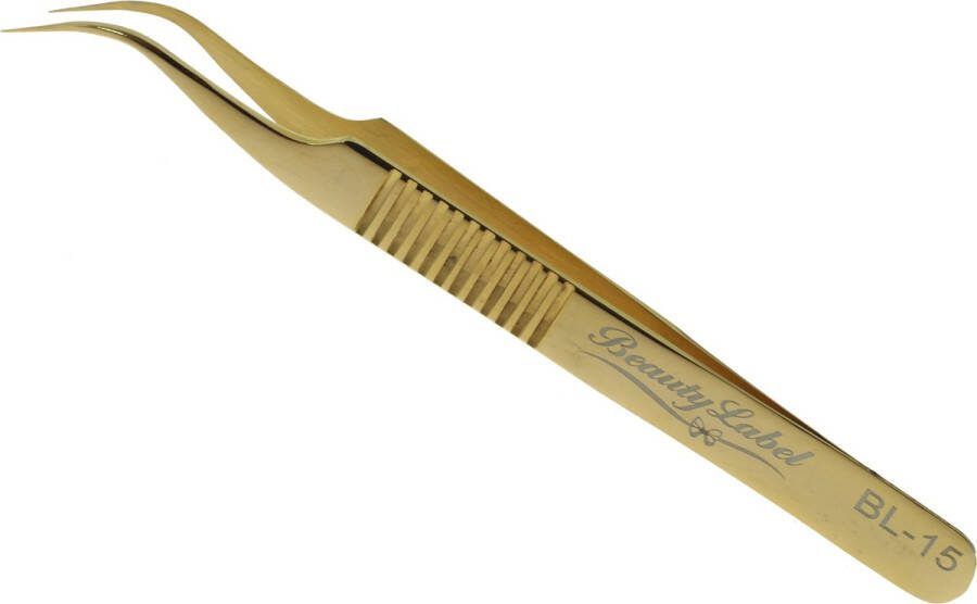 Beauty Label Pincet Lash Tweezer Curved Tweezer -BL-15 Goud