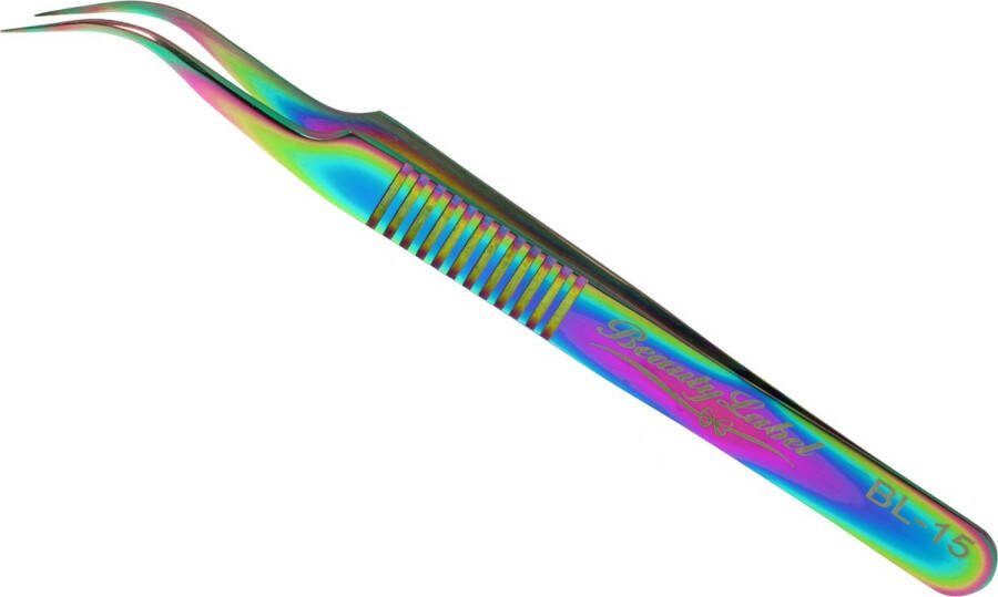 Beauty Label Pincet Lash Tweezer Curved Tweezer -BL-15 Multicolor