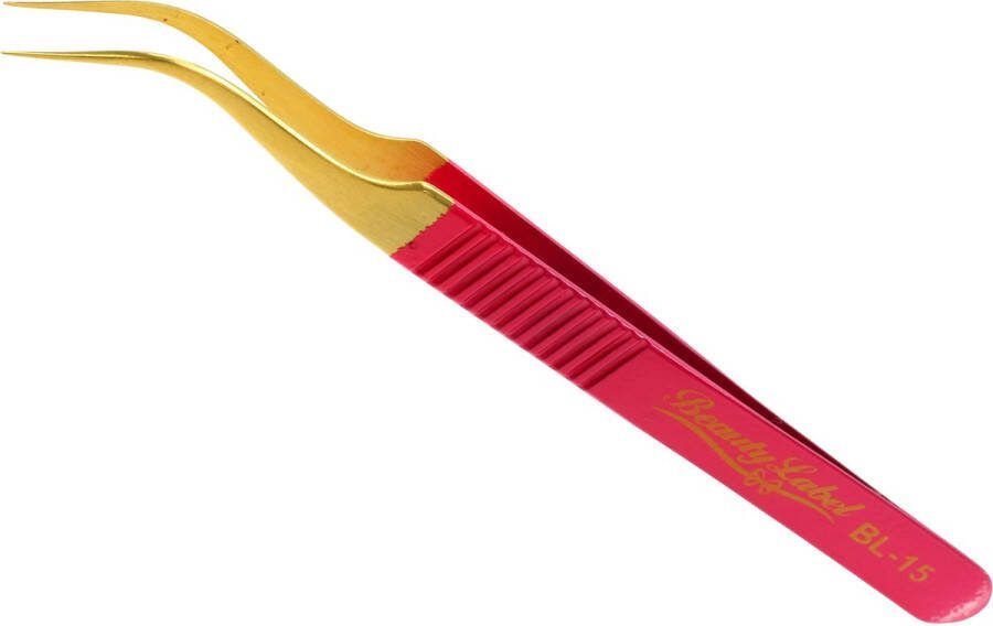 Beauty Label Pincet Lash Tweezer Curved Tweezer -BL-15 Roze Goud