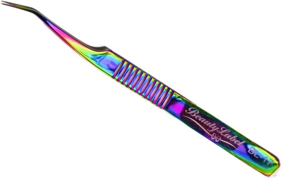 Beauty Label Pincet Lash Tweezer- Curved Tweezer -BL-17 Multicolor