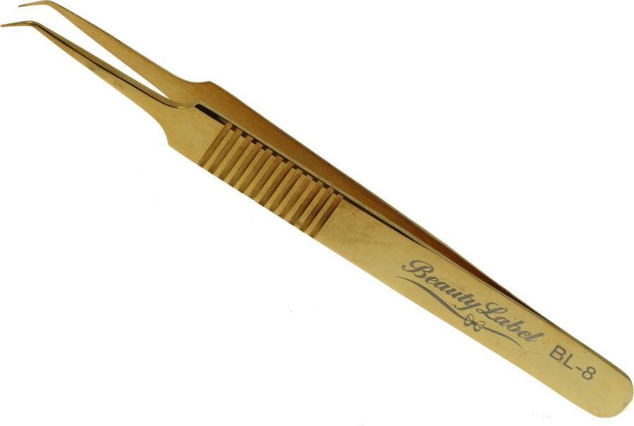 Beauty Label Pincet- Lash Tweezer- Curved Tweezer- BL-8 Goud