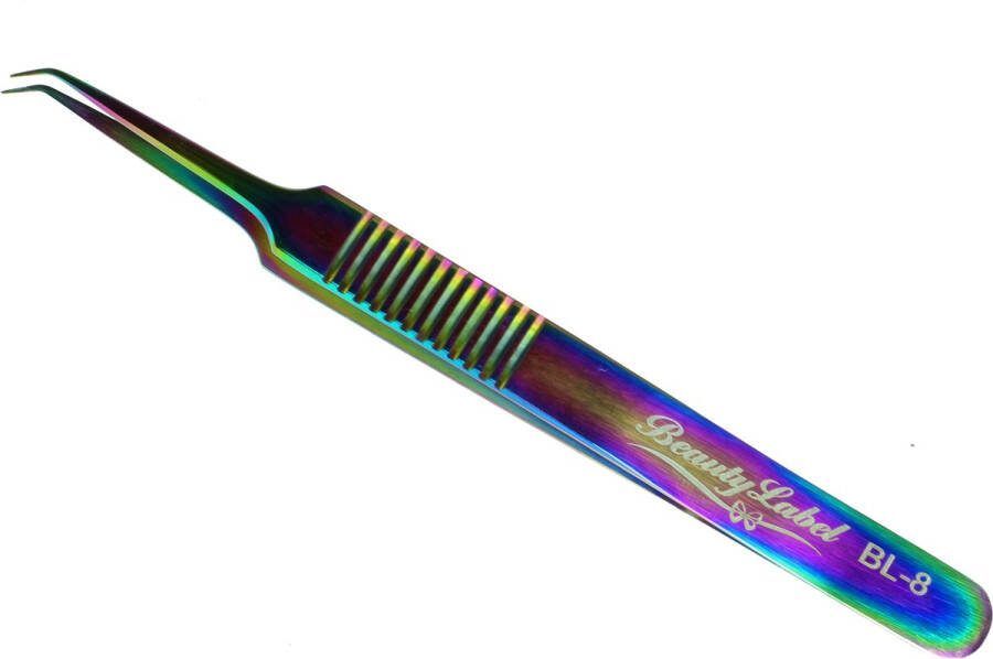 Beauty Label Pincet Lash Tweezer Curved Tweezer -BL-8 Multicolor