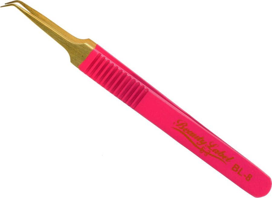 Beauty Label Pincet Lash Tweezer Curved Tweezer BL-8 Roze Goud