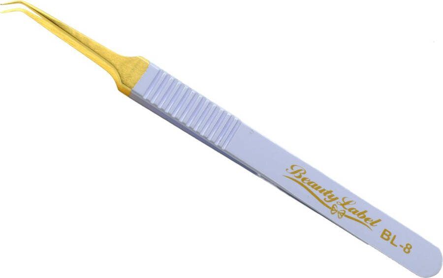 Beauty Label Pincet Lash Tweezer Curved Tweezer BL-8- Wit Goud