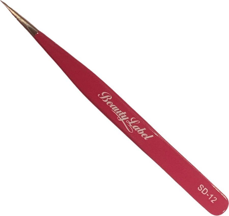 Beauty Label Pincet Lash Tweezer SD-12 Donker Roze