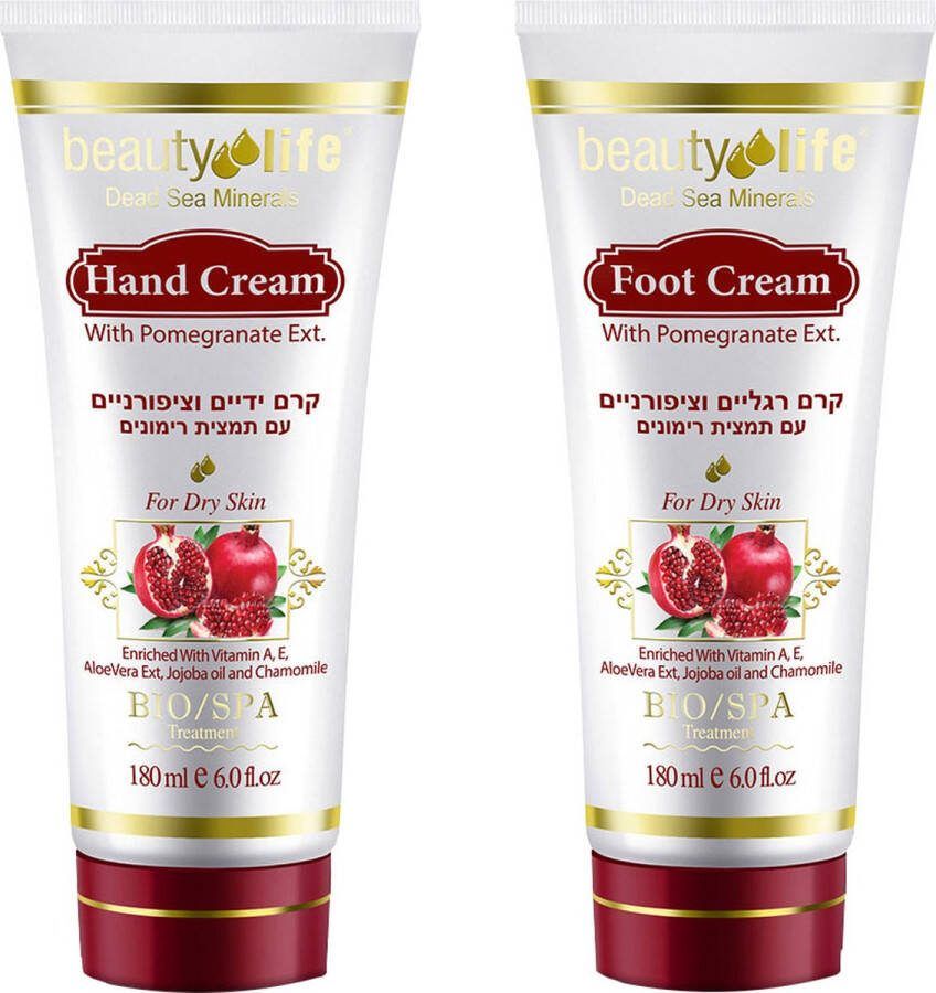Beauty Life Dead Sea Minerals Hand- & Voetcrème Granaatappel extract 180ml