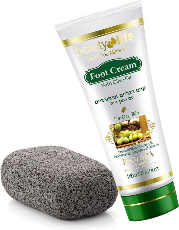Beauty Life Dead Sea Minerals Voetcrème met Olijfolie 180ml + Lavasteen