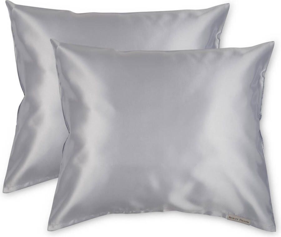 Beauty Pillow Beauty Pillow Satijnen Kussenslopen Voordeelset Duo Pack 60x70 cm Silver