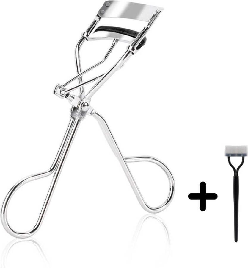 Beauty Professional Professionele Wimperkruller Wimperkam Incl. Siliconen Pad Roestvrij Staal Zilver