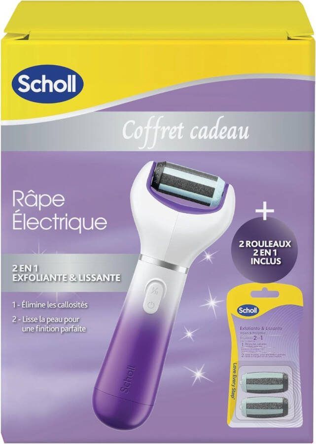 BeautyCosmetics4you Scholl 2-in-1 elektrische raspset 4 AA batterijen vereist. (inbegrepen) peeling- en gladmakend voor het verwijderen van eelt en 2 reserverollen 2-in-1- Scholl – Eeltverwijderaar – Voetverzorging – Huidverzorging – Scholl Velvet Smooth