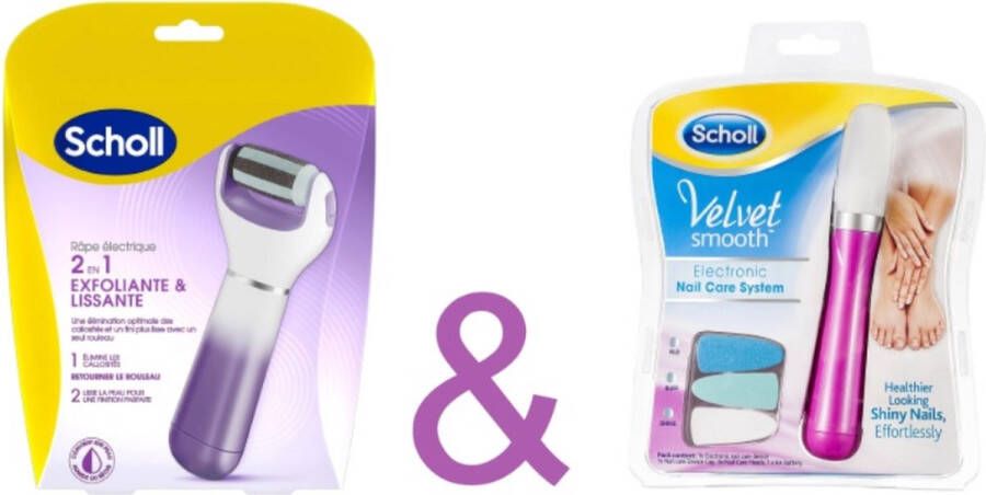 BeautyCosmetics4you Scholl Elektrisch Velvet Smooth + Scholl Elektrisch Nagelvijl – Nagelbehandeling Eeltverwijderaar Scholl Nagelverzorging – Huidverzorging – Nagelvijl – Voetverzorging – Eeltverwijderaar