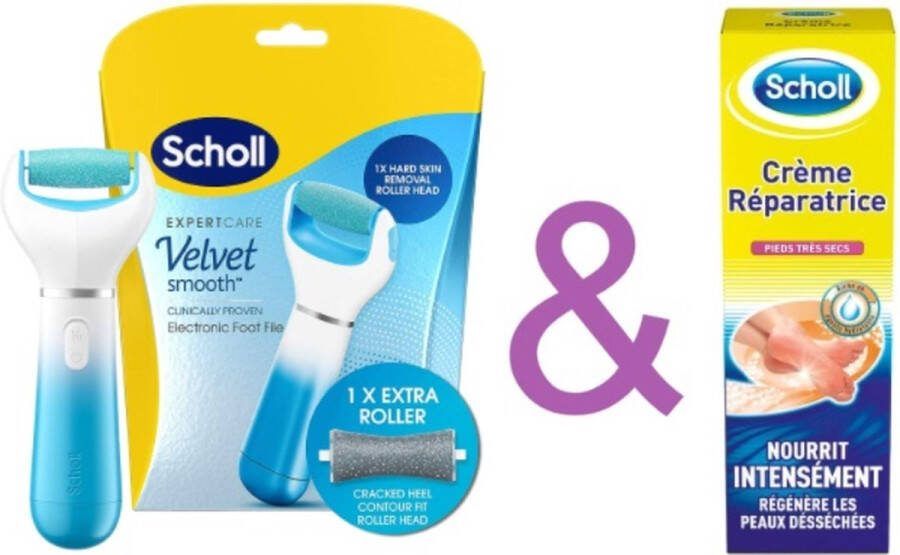 BeautyCosmetics4you Scholl Velvet Smooth + 75 ml Scholl Reparatiecrème voor zeer droge voeten – Scholl – voetverzorging – Huidverzorging – Scholl velvet Smooth – Voetcreme – Creme – Cream