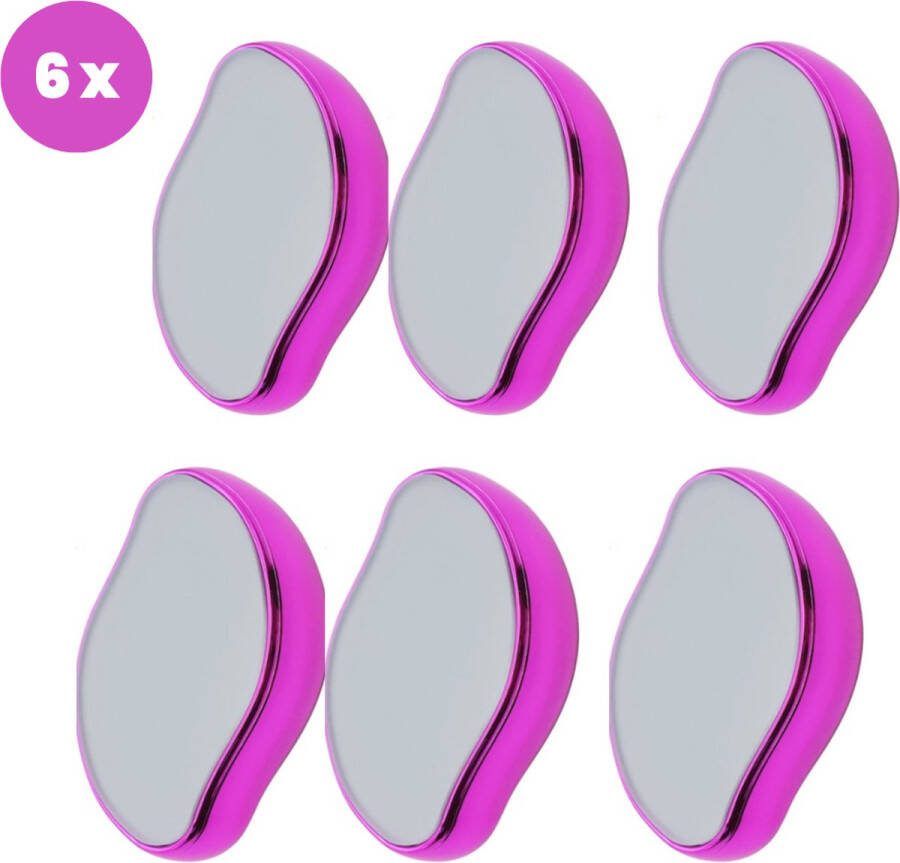 BeautyFit 6 STUKS XXL Verpakking Crystal Hair Removal PRO Kristalpad Haarverwijderaar Ontharing Epilator Ladyshave Scrubi Ontharingspad roze