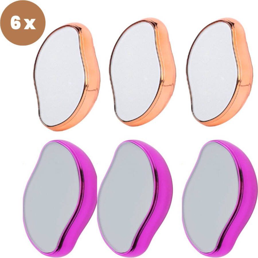 BeautyFit Crystal Hair removal 6 stuks Incl. E-book Kristalpad Haarverwijderaar Ontharing Epilator Ladyshave Scrubi Ontharingspad Roze groen
