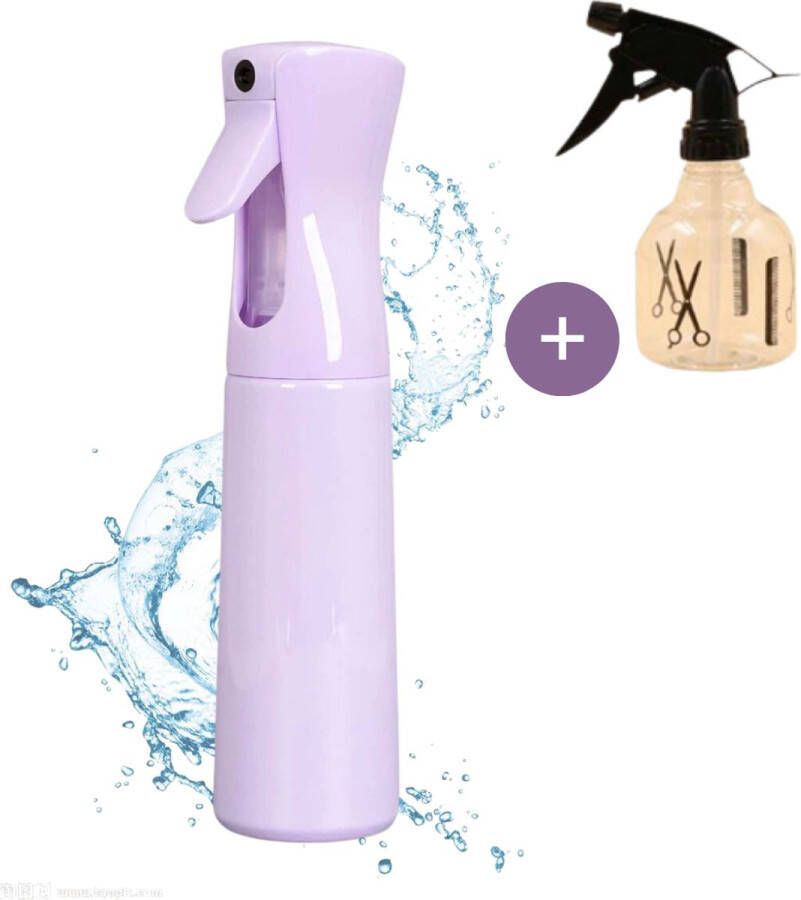 BeautyFit Waterspuit Haar 2 stuks professioneel Mist Verstuiver Waterverstuiver Krullen Plantenspuit Mist Spray Bottle Waterspuit Sprayflacon Drukspuit Mist Spray Plantensproeier Waterverstuiver Paars