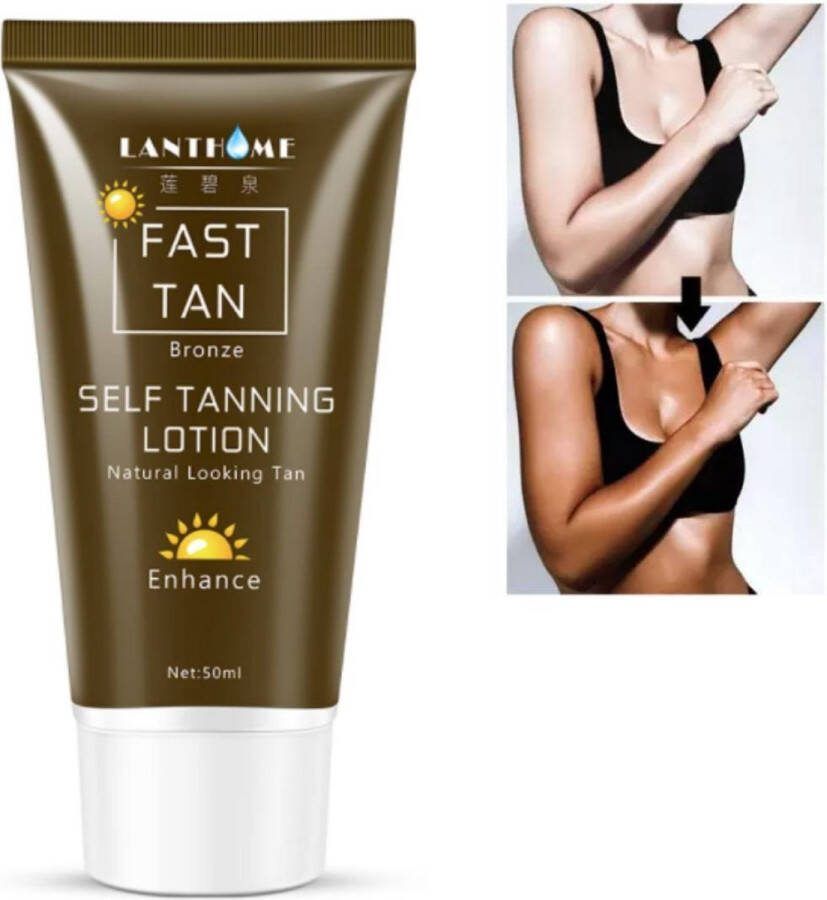 BeautyFit Zelfbruiner Gezicht Lichaam Creme + Selftanings handschoen Self tanning 50 ml Snel Bruin Zonder Zon