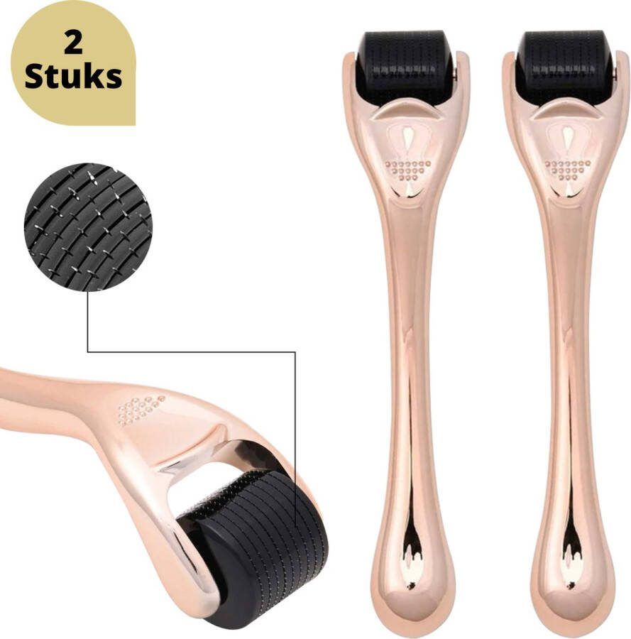BeautyFitXL BeautyFit Dermaroller 2 stuks- 540 Micro Naalden 0.5 mm Dermapen Gezichtsroller facelift apparaat Huidverjonging Derma Roller Haargroei en Baardgroei