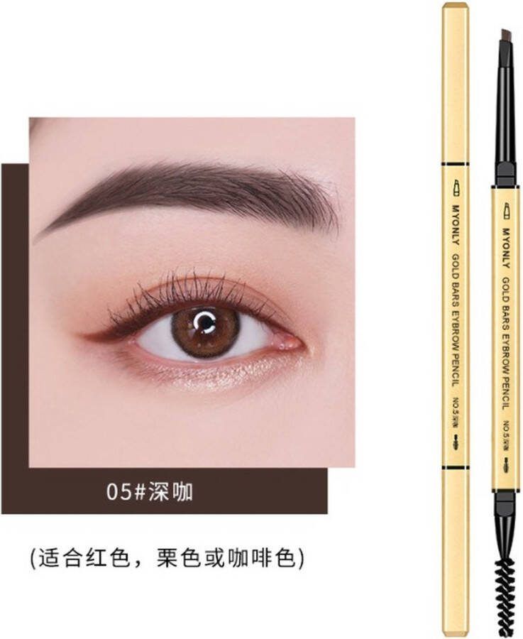 Beautyforall Oogpotlood Multifunctioneel driehoekig oog- en wenkbrauwpotlood Eyeliner Vult markeert en maakt lijnen voor de wenkbrauwen Met zacht borsteltje om je wimpers en wenkbrauwen te kammen 3 functies in 1 Luxe etui*- 5 Donker bruin R29