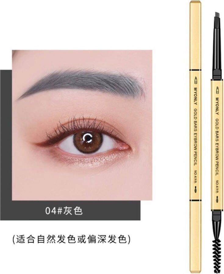 Beautyforall Oogpotlood Multifunctioneel driehoekig oog- en wenkbrauwpotlood Eyeliner Vult markeert en maakt lijnen voor de wenkbrauwen Met zacht borsteltje om je wimpers en wenkbrauwen te kammen 3 functies in 1 Luxe etui*- 4 Grijs R 28