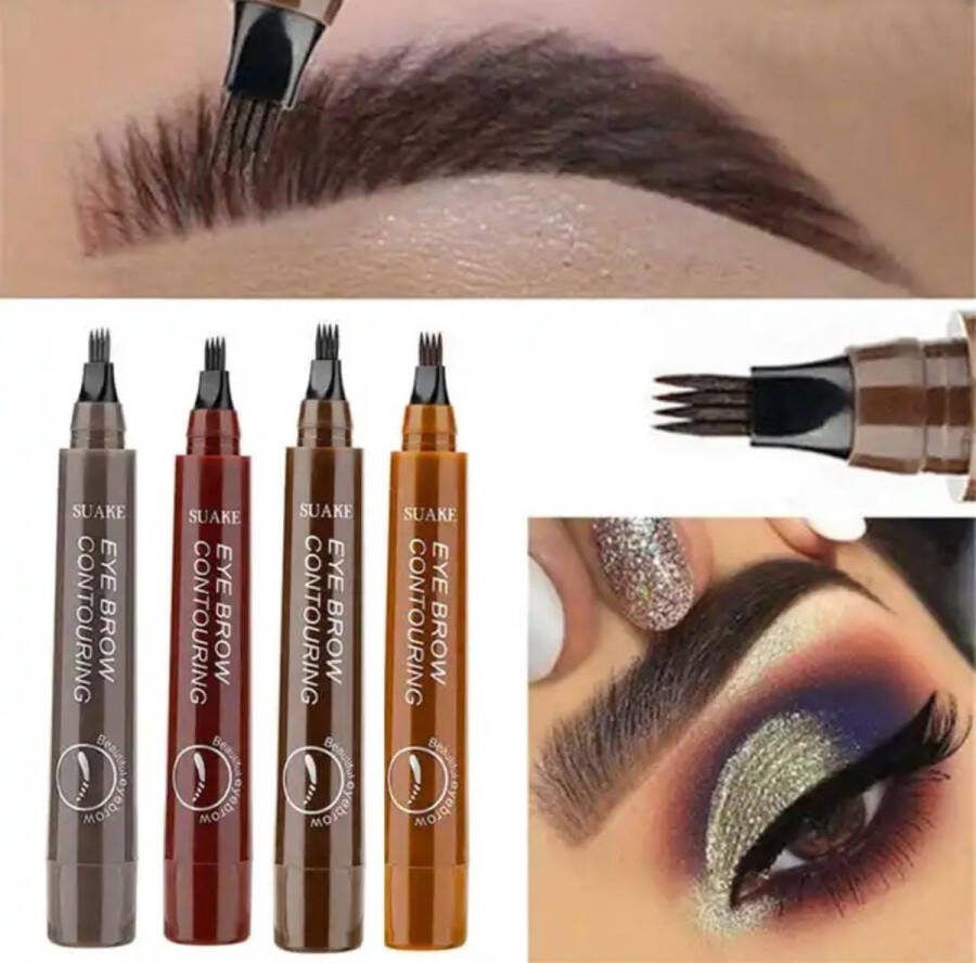Beautyforall Professionele Vloeibare Wenkbrauwpotlood Modern Waterbestendig en Gemakkelijk te Gebruiken 2 Dark brown R 95