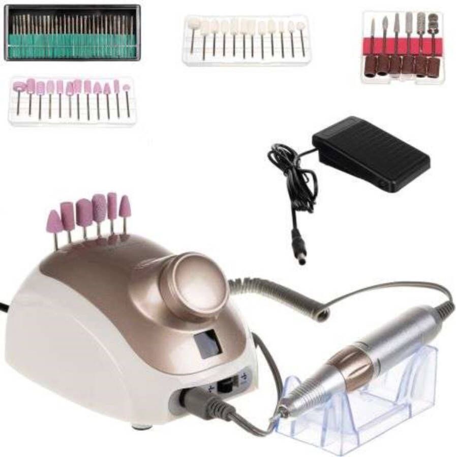 Beautylushh NAGEL FREESMACHINE MET LCD-DISPLAY EN 166 FREESBITJES ZWART