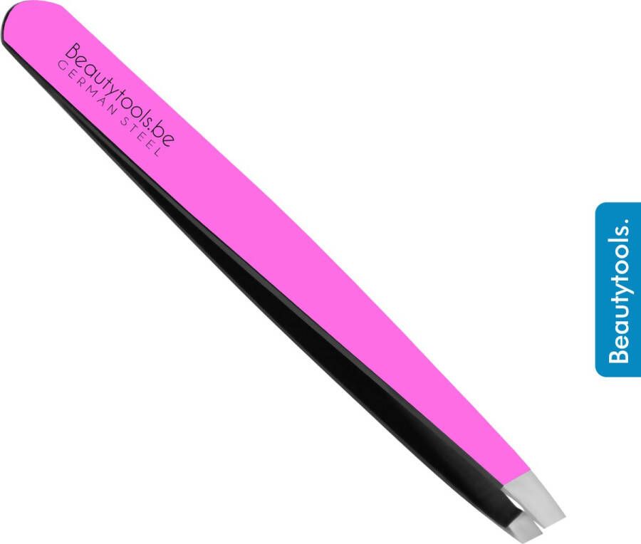 Beautytools.be BeautyTools Epileerpincet PRECISION Pincet met Schuine Bek Voor Wenkbrauwen Barbie Pink Tweezers (9.5 cm) (BT-1949)