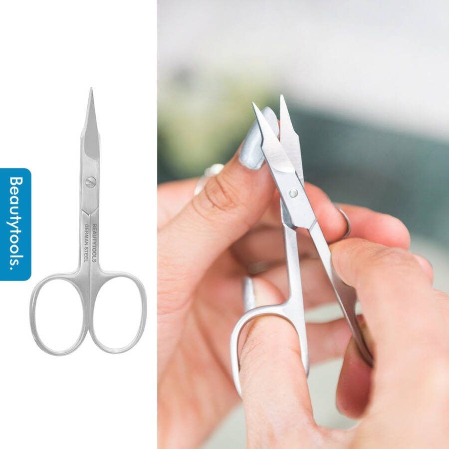 Beautytools.be BeautyTools Nagelschaar Stevige nagelschaar voor Nagelhoeken Vingernagels en Teennagels Pedicure Manicure Schaar Stevig Gebogen snijvlak INOX (9.5 cm) (NS-0812)