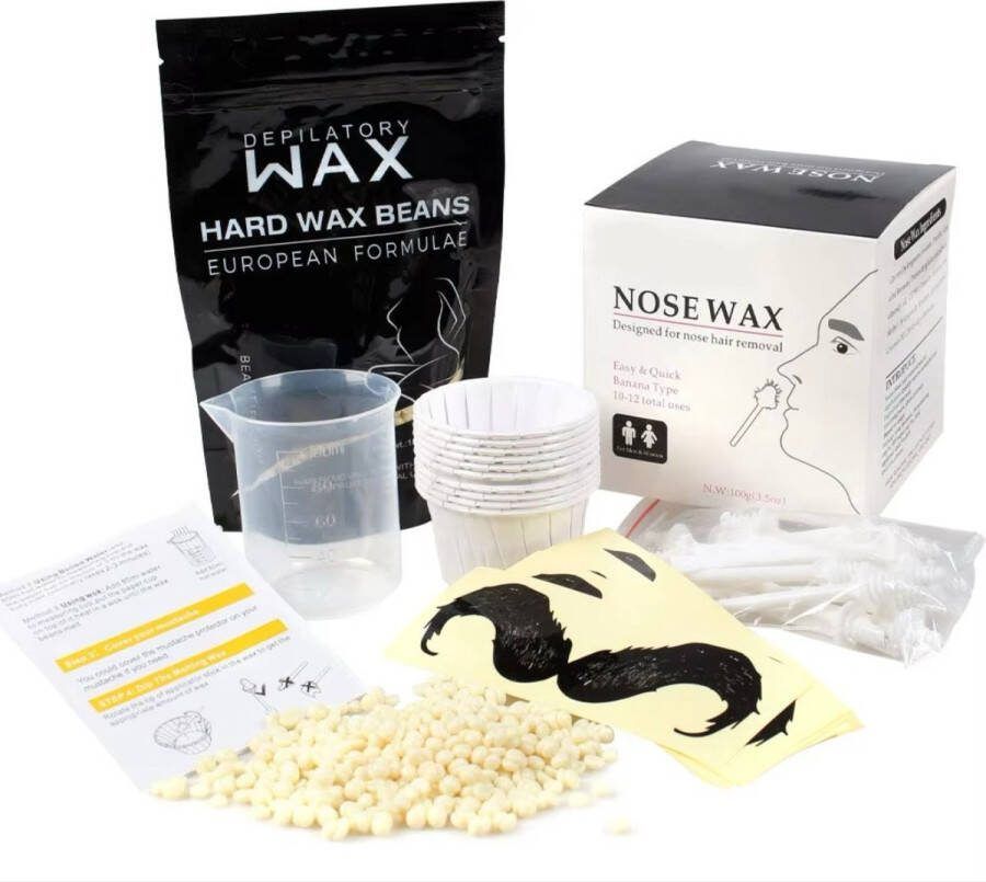 BeBlooming Neuswax Ontharings Neus Wax Set Neusontharing Neushaartjes Verwijderen Neushaar Waxen Nose Wax Kit Wax Parels Wax Strips Gezicht 100gr Wax Beans
