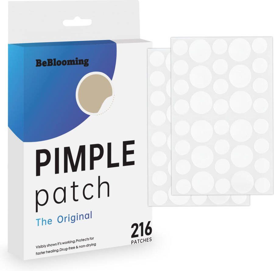 BeBlooming Pimple Patch- 216 Stuks Acne Patch Pimple Patches Puisten Verwijderaar Mee Eters Verwijderen
