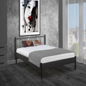 Bed Box Holland Metalen bed Moon zilver 140x210 lattenbodem metaal design