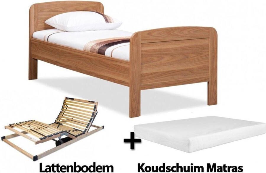 Bed4less Complete set ledikant Senioren seniorenbed 90x200cm eiken Koudschuim Matras