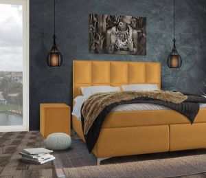 Beddenplein Boxspring Florence Inclusief 7 zones pocketveringmatras Okergeel 180x200 cm