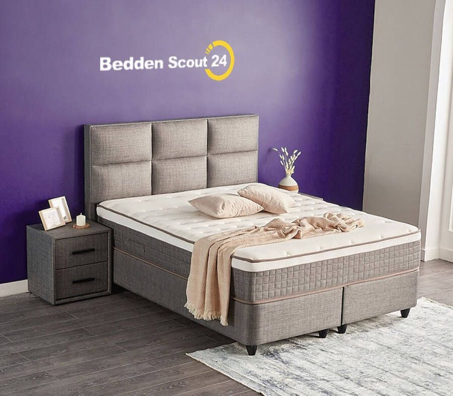 Beddenscout24 Boxspring bed met opbergruimte 140x200 cm Grijs Opbergbed Zelda