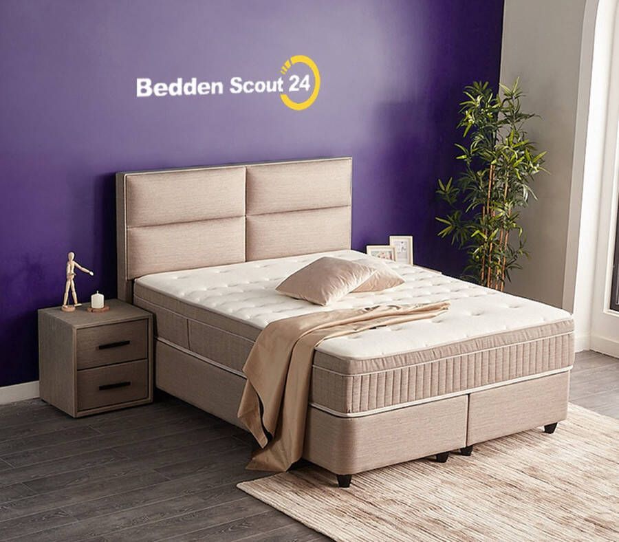 Beddenscout24 Boxspring bed met opbergruimte 90x200 cm Beige Opbergbed Senna