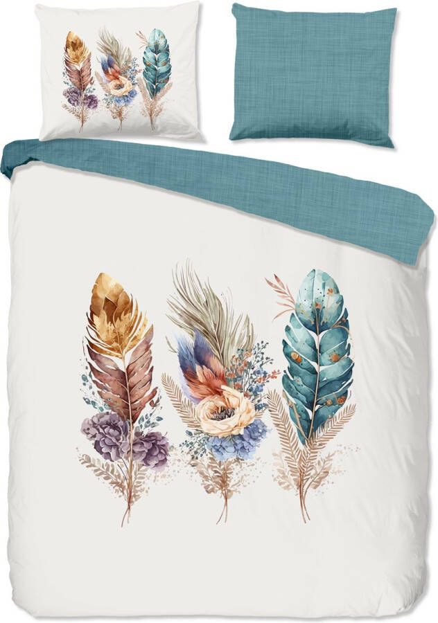 Bedding For You Luxe katoen dekbedovertrek Feathers lits-jumeaux (240x200 220) hoogwaardig en fijn geweven prachtige dessin