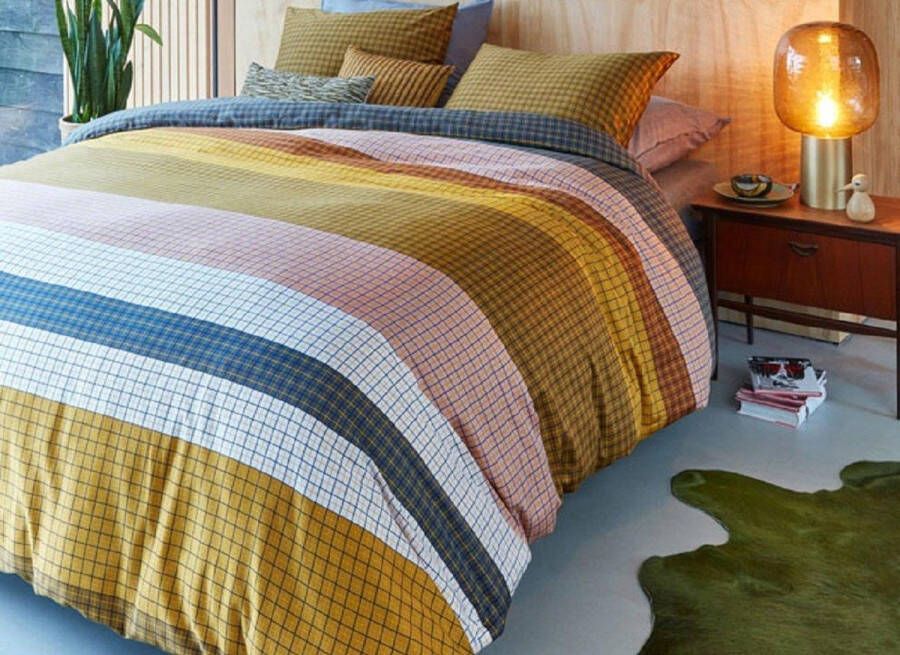 Beddinghouse Grid Stripe Dekbedovertrek Tweepersoons 200x200 220 cm Gold