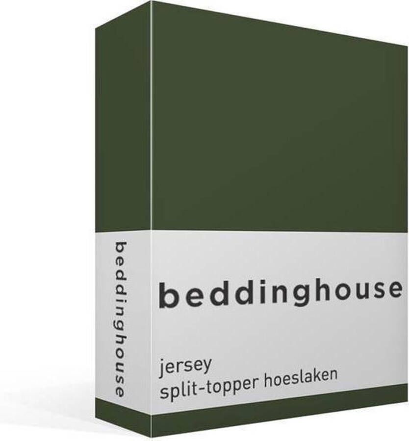 Beddinghouse Jersey Split-topper Hoeslaken Tweepersoons 200x200 220 cm Dark Green