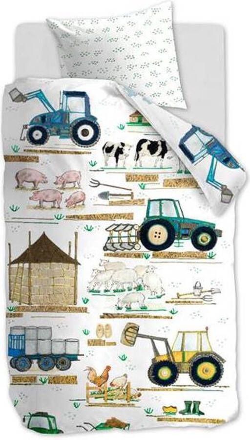Beddinghouse Kids Boerderij Flanel Dekbedovertrek Eenpersoons 140x200 220 cm Wit