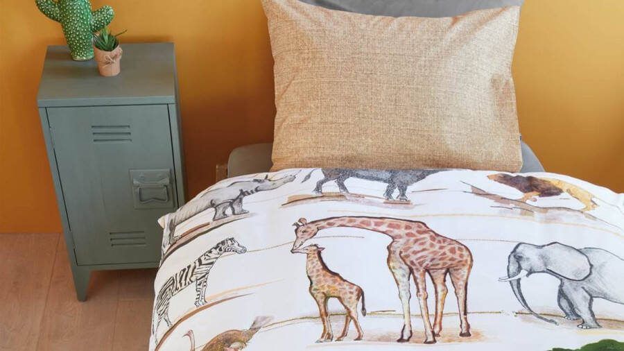 Beddinghouse Kids Safaripark Flanel Dekbedovertrek Junior 120x150 cm Naturel