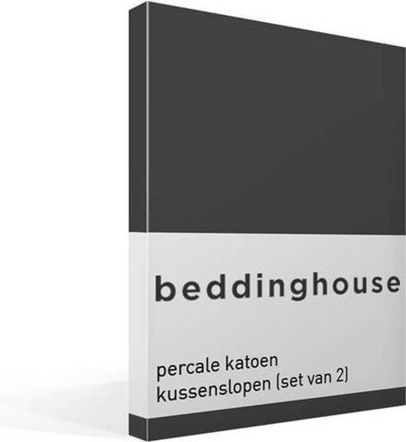 Beddinghouse Percale katoen Kussenslopen Set van 2 60x70 cm Anthracite