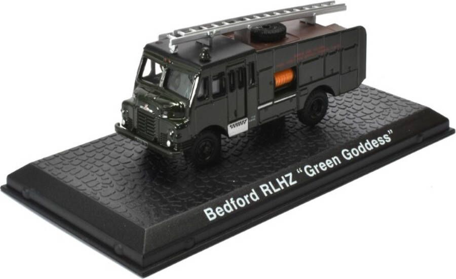 Bedford RLHZ Green GoddesEditions Atlas Collection 1:72 Classic Fire Engines Brandweer in vitrine Display