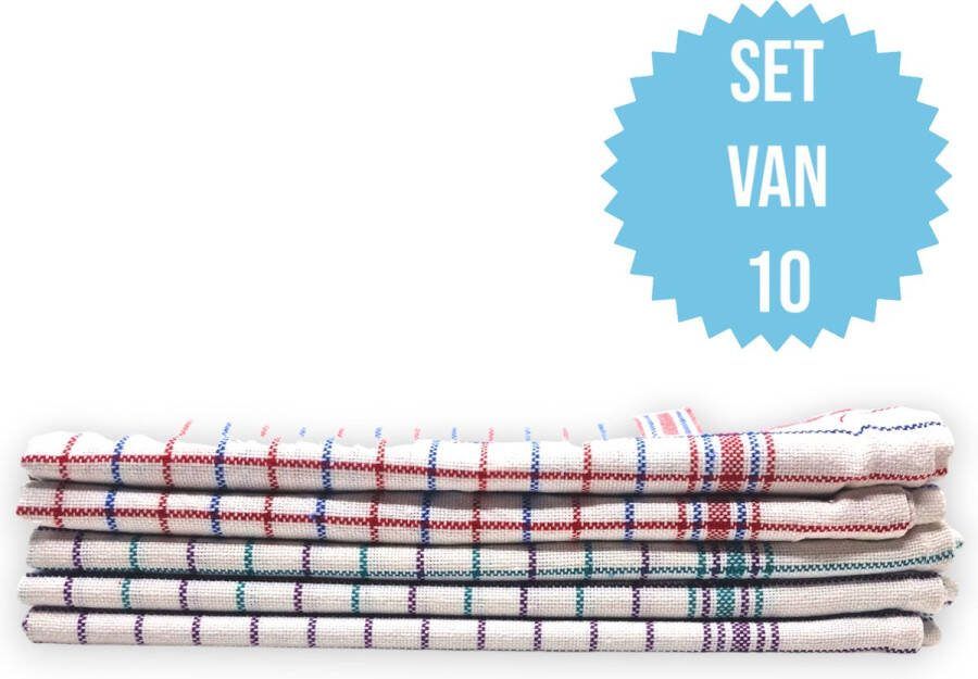 Bedlin Keukenhanddoek 105g (Restaurant Horeca kwaliteit) Groot formaat Rood Groen Blauw Paars Set van 10 stuks