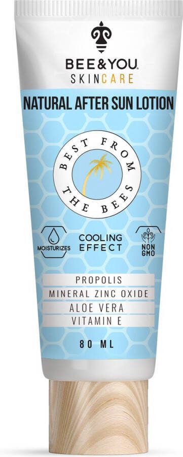 BEE&YOU Antioxidant Natuurlijke After Sun Lotion Propolis + Mineral Zinc Oxide + Aloe Vera + Vitamin E Natuurlijke Kalmeren en Vocht 80 ml