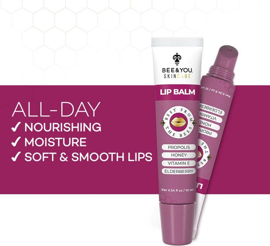 BEE&YOU Antioxidant Natuurlijke Lippenbalsem Rauwe Honing + Propolis + Vlierbes Natuurlijke Intensieve Hydratatie 10ml
