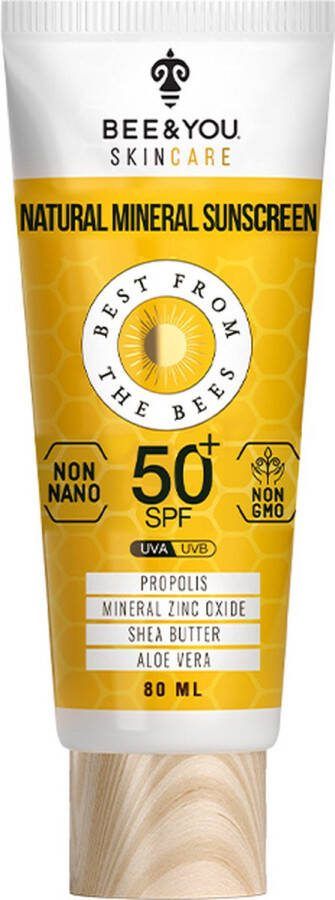 BEE&YOU Antioxidant Natuurlijke Minerale Zonnebrand Lichaam SPF 50+ UVA UVB 80 ml